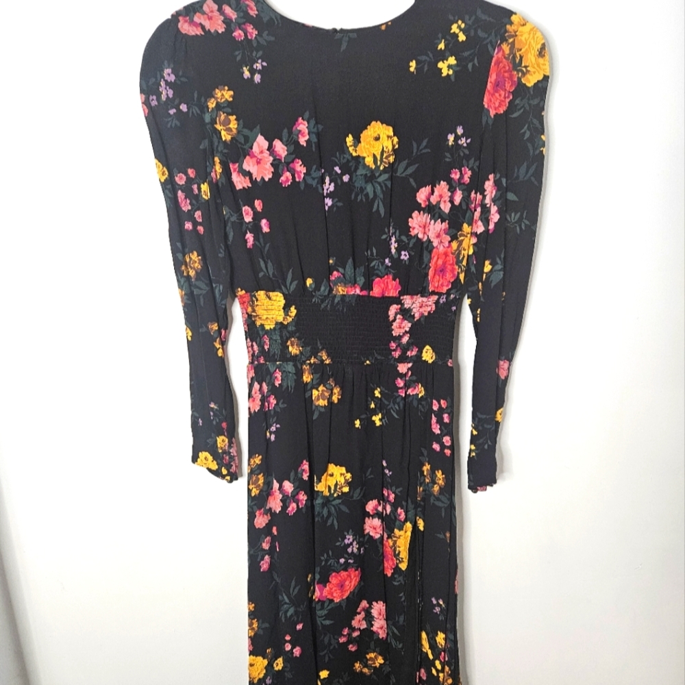 Floor length floral print dress